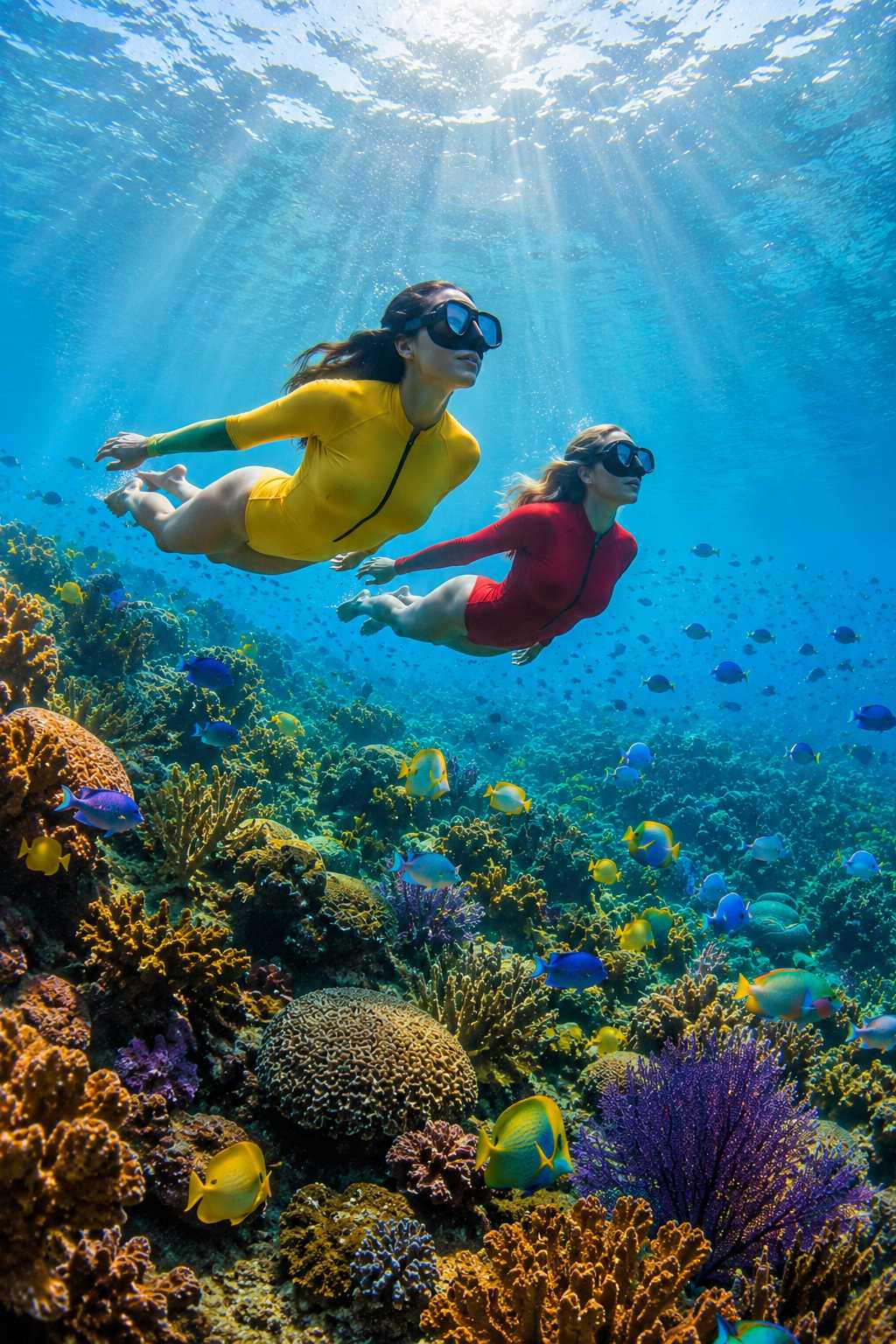 Scuba diver exploring the reef wall